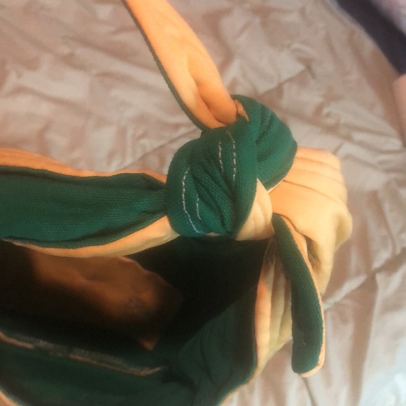 Tropical Yellow green knotted palm tree bag Hawaii Palm Springs teen tiny tote - Picture 6 of 9